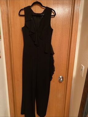 connected apparel Black Ruffle Sleeveless Jumpsuit